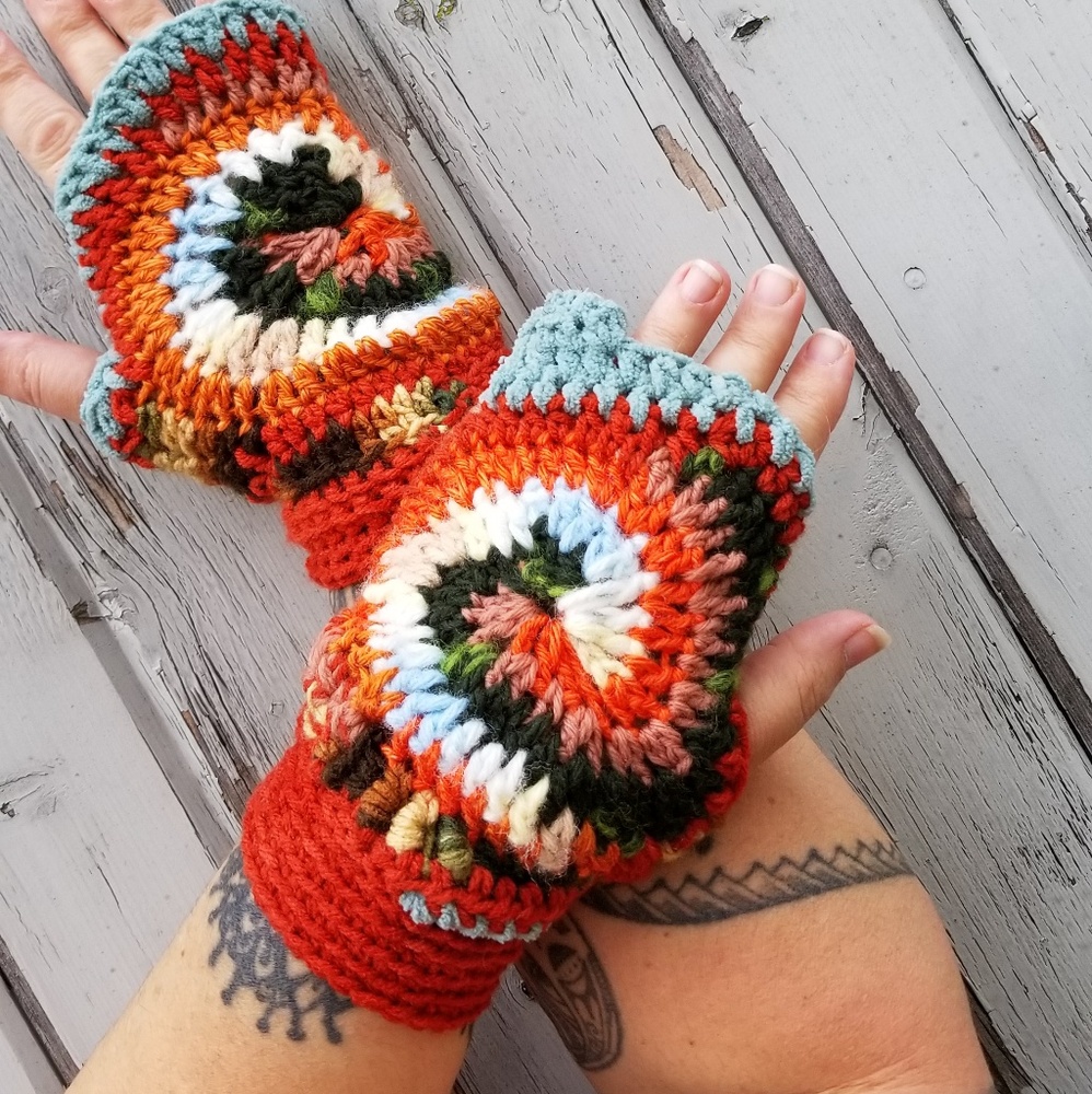 Art Crochet Boho Hand Warmers Handmade